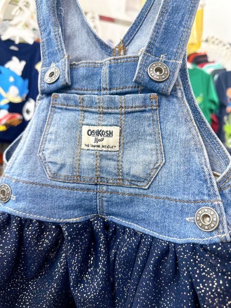  3m-12m [5-10kg] Yếm Đầm Bé Gái Oskos - Xanh Nhạt Navy 