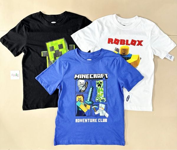  25-30kg; 35-45kg XS-2XL Set 3 áo ROBLOX, áo minecraft tay ngắn xịn. Tự tin, Cực ngầu- S3A17 