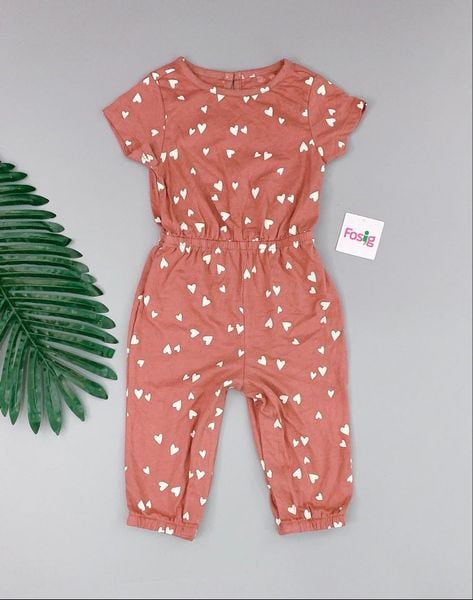  [0-6m] romper dài Jumpsuit Bé Gái - Đỏ Nâu Tim 