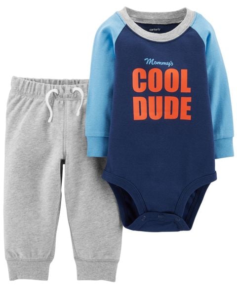  [3-6m] Set Body Kèm Quần Bé Trai Cter - Navy Cool Dude 