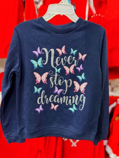  [14-15kg; 16-17kg] Áo Nỉ Tay Dài Bé Gái Primark - Navy Bướm 