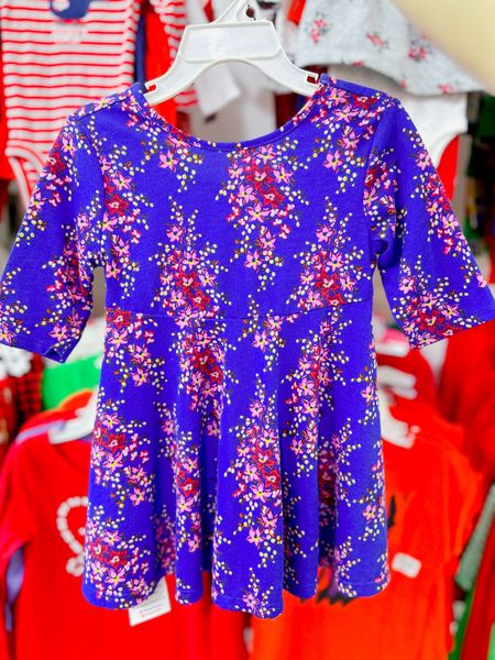  [11-12kg] Đầm Cotton Bé Gái ON - Xanh Hoa Cổ Trắng 