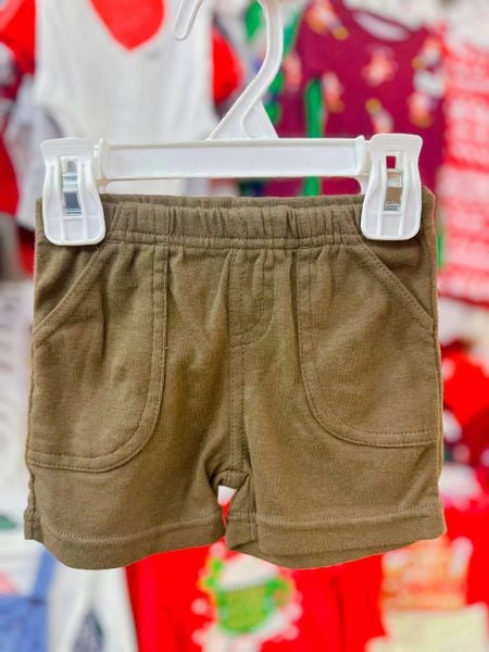  [6m-9m] Quần Short Cotton Bé Trai Cter - Nâu Trơn Đậm 