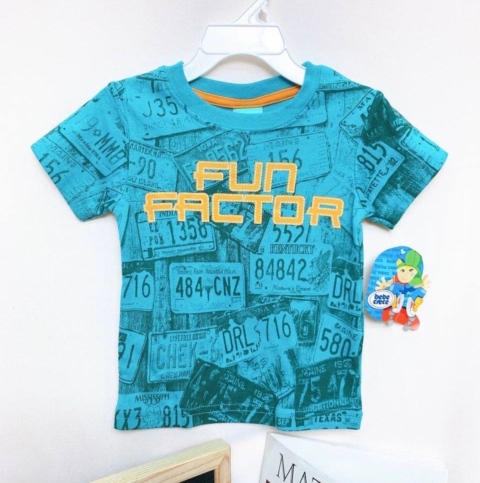  [9-12m] Áo Thun Tay Ngắn Bé Trai BC - Xanh Fun Factor 