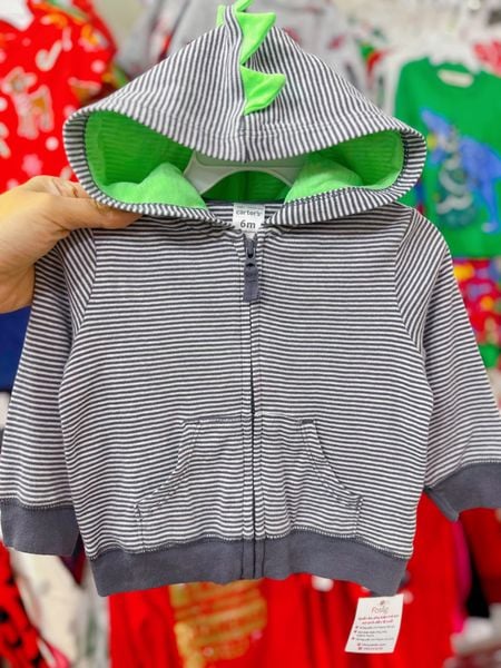  3m, 6m Áo Khoác Cotton Bé Trai Cter - Sọc Xám Đen 