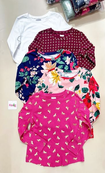  [12-15kg] Set 5 Áo Thun Tay Dài Bé Gái ON - Combo ngẫu nhiên tay dài 