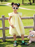  17-20kg 5T Đầm voan sát nách cho bé- Vàng D92 