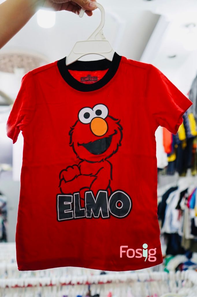  [15-16kg] Áo Thun Tay Ngắn Bé Trai - Đỏ Elmo 