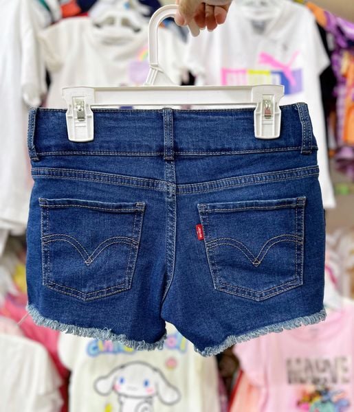  35-40kg 12Y Quần short jaens L.v bé gái tăng đơ ẩn, khóa thật- Xanh đậm hai nút QS02 