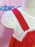  [6-9kg] Đầm Tay Bèo Công Chúa - Trắng Đỏ Hạc 