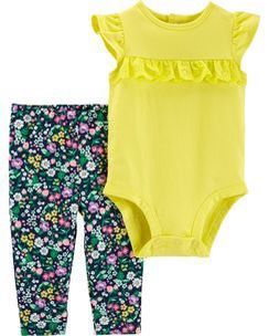  [3-6m] Set Bodysuit Và Quần Bé Gái Cter - Vàng Ren 