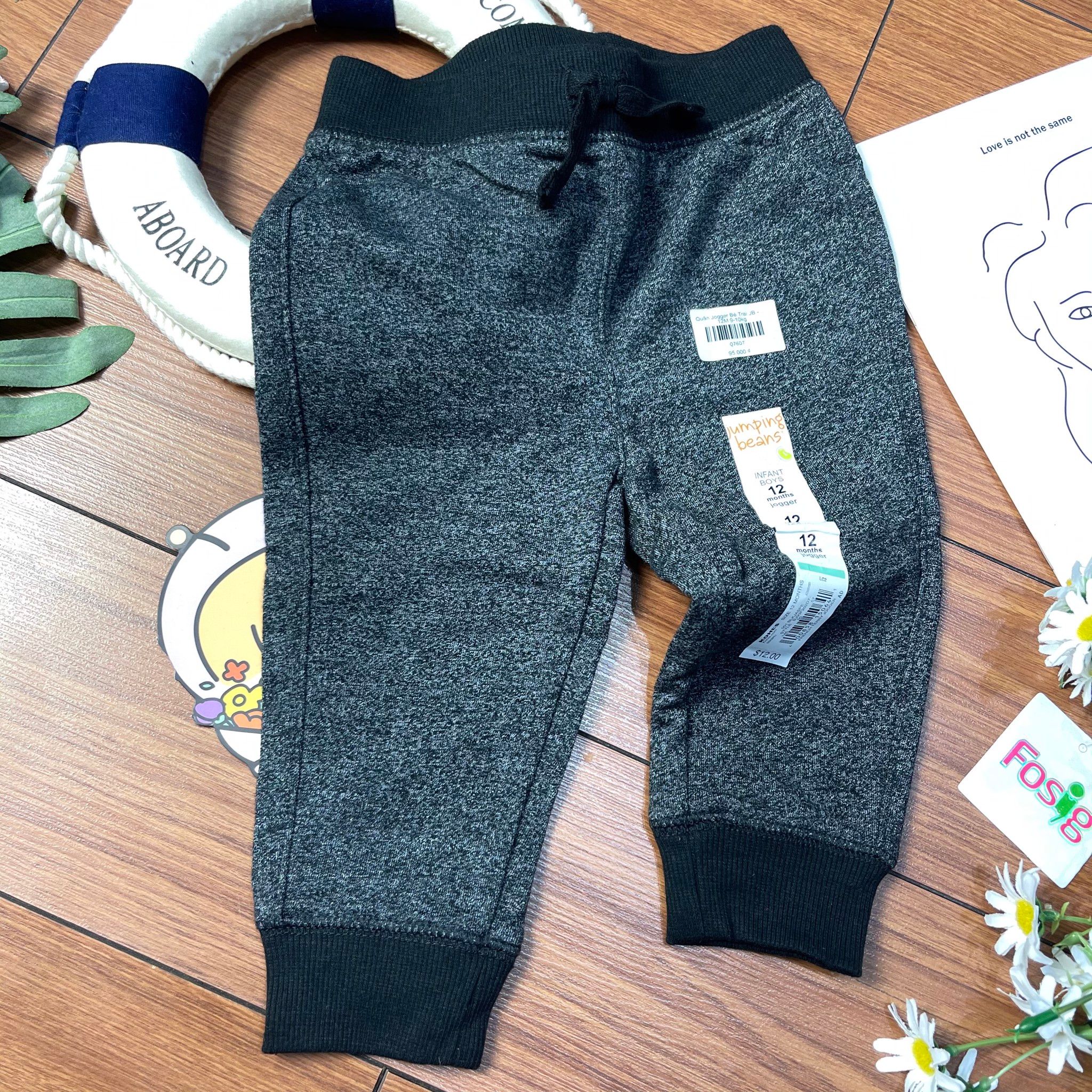  [9-12m; 18-24m] Quần Jogger Bé Trai JB - Đen Trắng 