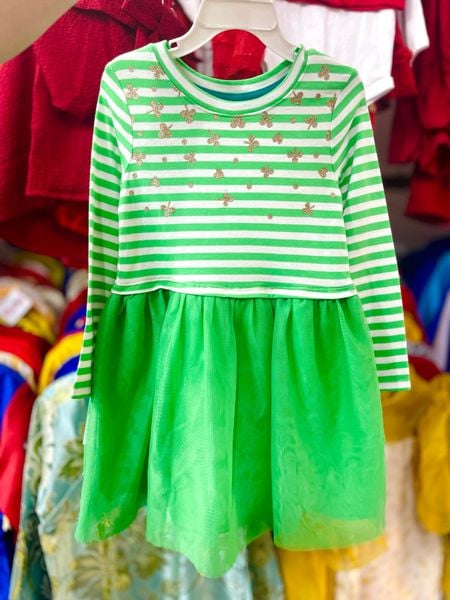  [7-8kg; 13-16kg] Đầm Voan Bé Gái CJ - Sọc Xanh 