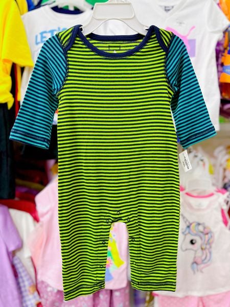  [0-6M] Sleepsuit Cúc Bấm Đáy Không Vớ Bé Trai GP - Sọc Navy Vàng 