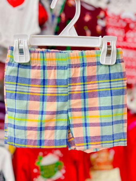  [3m-6m] Quần Short Bé Trai Cter - Caro Xanh Cam 