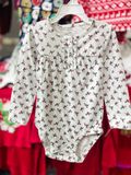  [0-3m] Bodysuit Tay Dài Bé Gái Cter - Xám Hoa Đỏ 