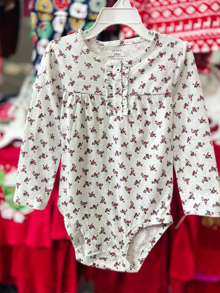 [0-3m] Bodysuit Tay Dài Bé Gái Cter - Xám Hoa Đỏ 