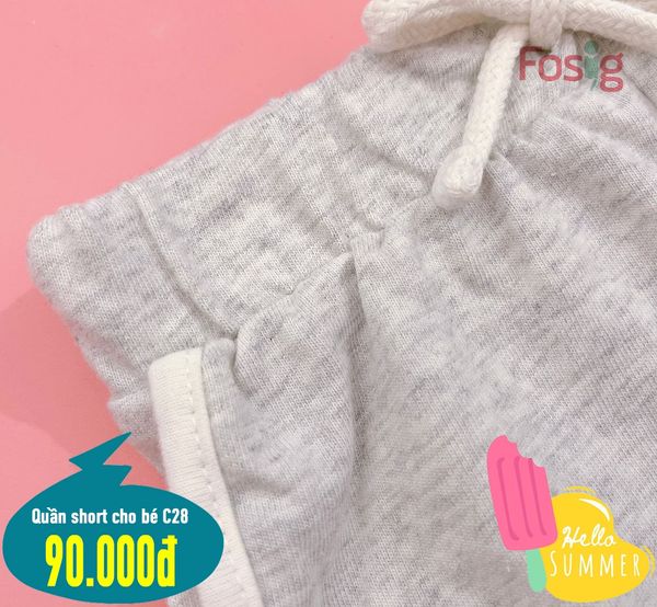  [12-18m ; 2-3T] Quần Short Bé Gái QONBG  - Xám Viền Trắng 