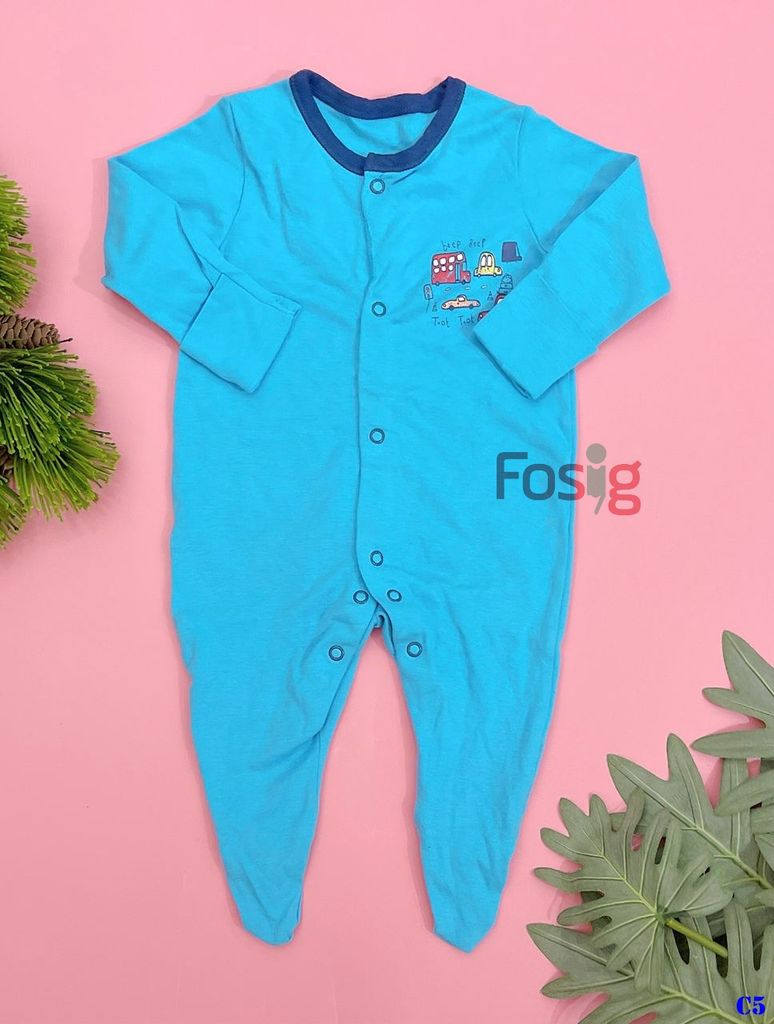  [0-3m] Sleepsuit For Baby Bé Trai - Xanh Xe Bus 