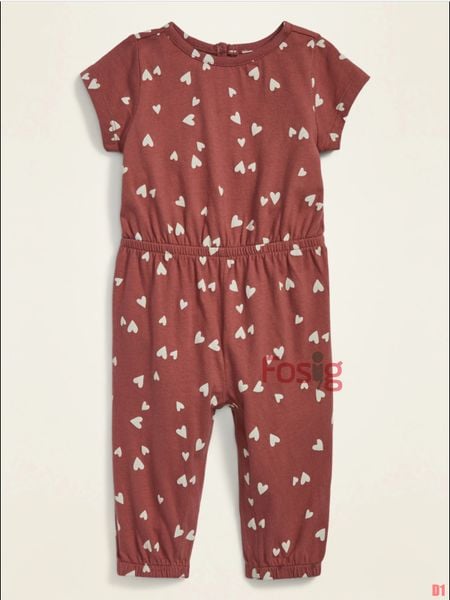  5-8kg [0-6m] romper dài Jumpsuit Bé Gái - Đỏ Nâu Tim 