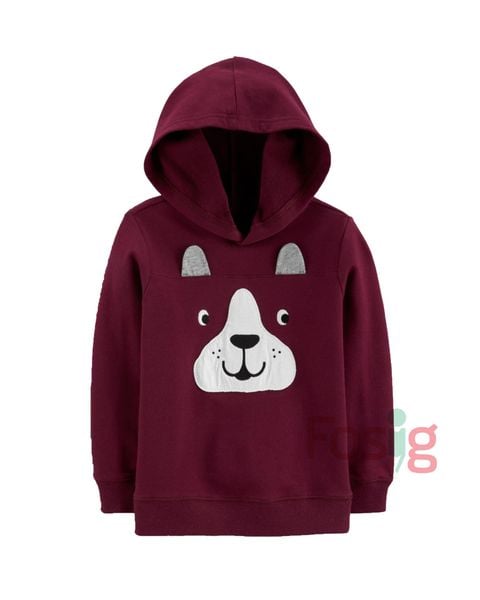  [3-6m] Áo Hoodie Bé Trai Cter  - Đỏ Đô Chó 