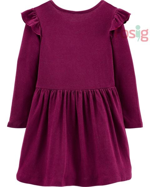  9m-12m Đầm Thun Len Tay Dài Bé Gái Cter - Tím 