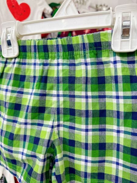  [6-9m] Quần Short Bé Trai Cter - Caro Xanh Lá Nhạt 