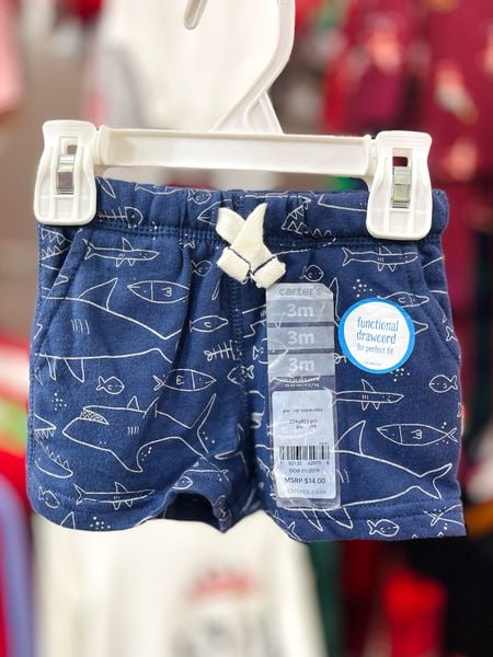  [3m-6m] Quần Short Da Cá Bé Trai Cter - Navy Cá Mập 