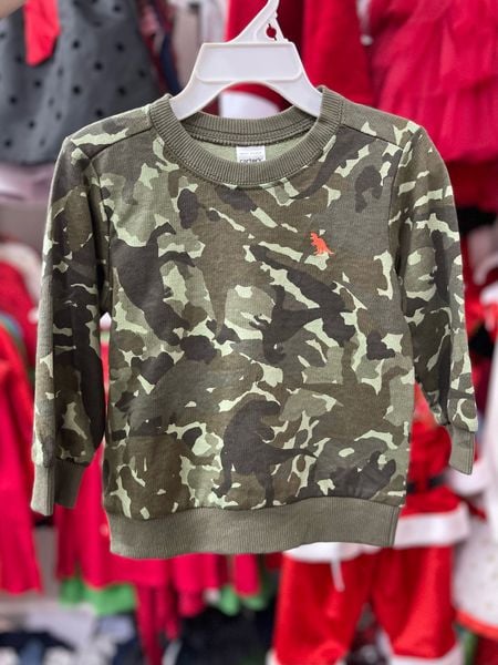  [12m-24m] Áo Da Cá Tay Dài Cter Bé Trai - Xanh Rêu Camo 