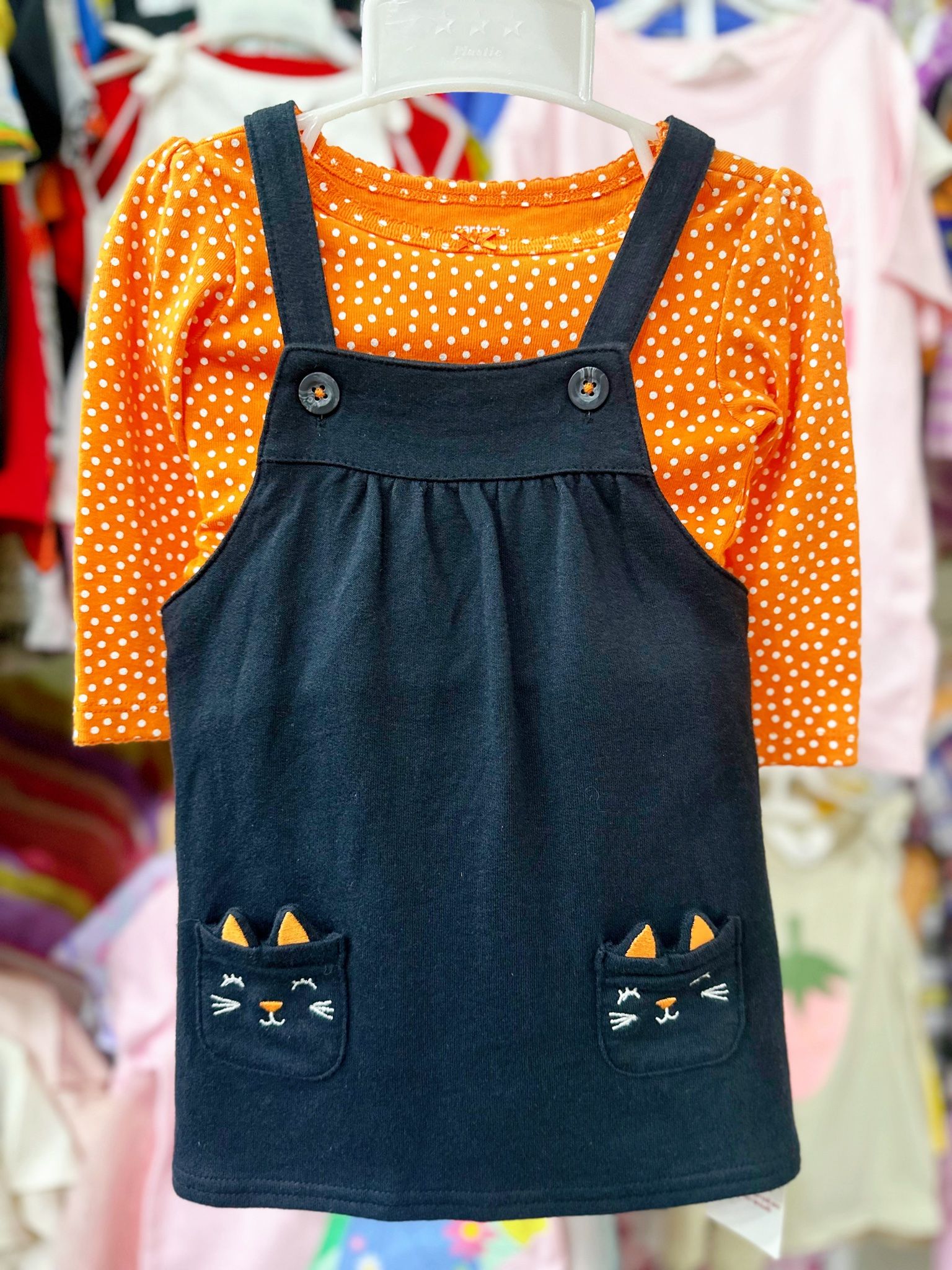  [6-9kg; 12-13kg] Set Yếm Đầm Bé Gái Cter - Đen Mèo 