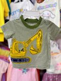  [3-6m] Áo Thun Tay Ngắn Sơ Sinh Bé Trai Cter - Sọc Xanh Xe Xúc 