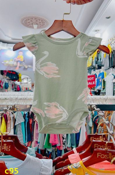  3m - 6m ; 24m Bodysuit Cánh Tiên Bé Gái Cter50 - Xanh Rêu Thiên Nga 