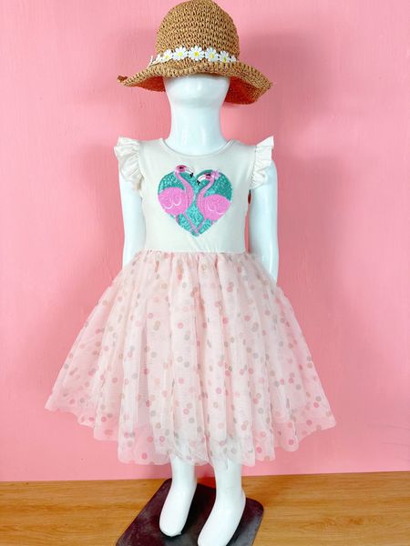  13-14kg; 16-17kg Đầm Cánh Tiên Voan Công Chúa- Hạc xanh dương chấm D05 