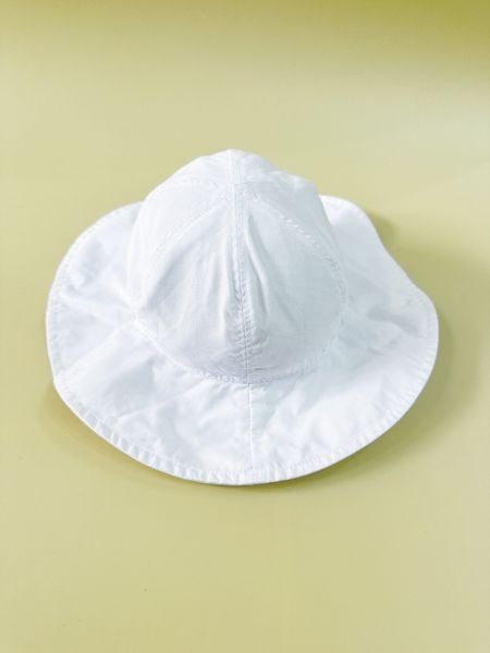  [9m-18m] Nón Vành Tròn Chống Nắng Bé Gái - Trắng Trơn 