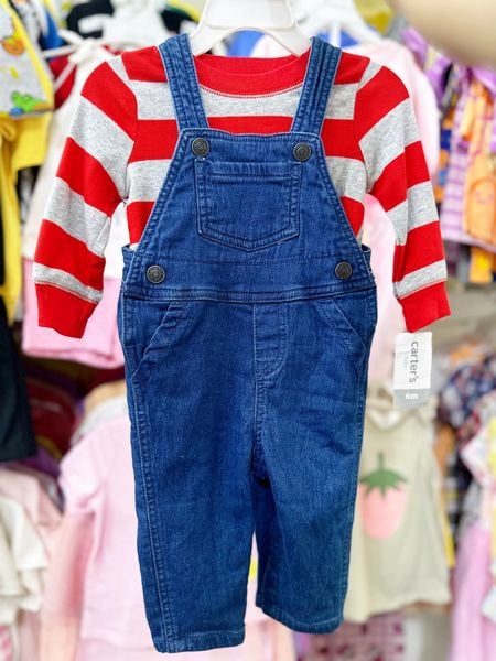  [3m-6m] Set Yếm Bé Trai Cter - Xanh Jean Nhạt 