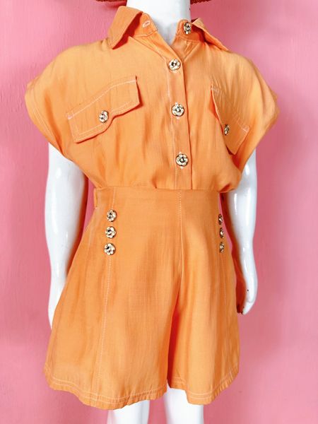  [21-28kg ; 32-43kg] Set Bộ Ngắn Bé Gái - Cam Cúc Vàng 