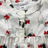  [3m] Áo thun cotton tay dài bé gái- Trắng chó nơ E38 