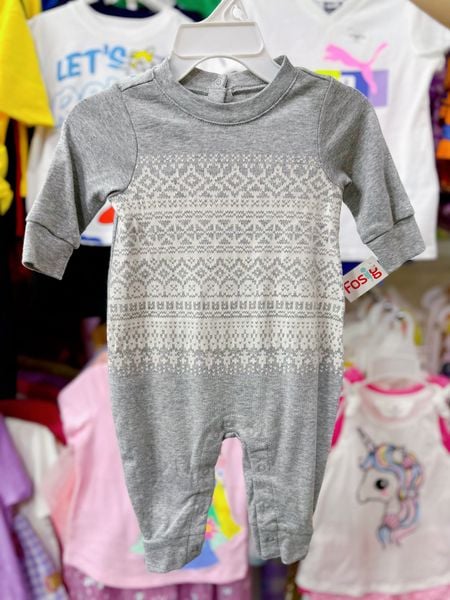  [3-6M] Sleepsuit Cúc Bấm Không Vớ Bé Trai GP - Xám Thổ Cẩm 