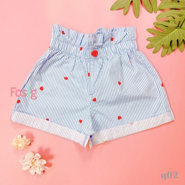  [14kg-22kg] Quần Short Kate Bé Gái GJ - Xanh Sọc Tim 