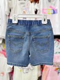  18-20kg 6Y Quần short jaens L.v bé gái tăng đơ ẩn, lưng thun giả nút khóa- Xanh nhạt thun sau QS02 