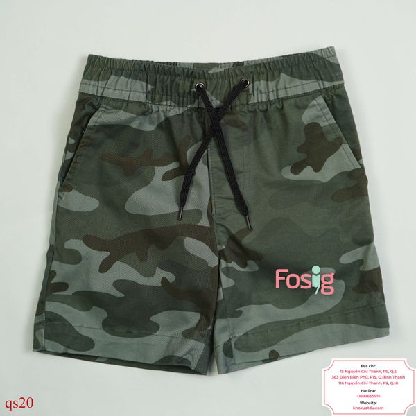  [12-15kg] Quần Short Kaki Bé Trai GP140 - Xám Camo 