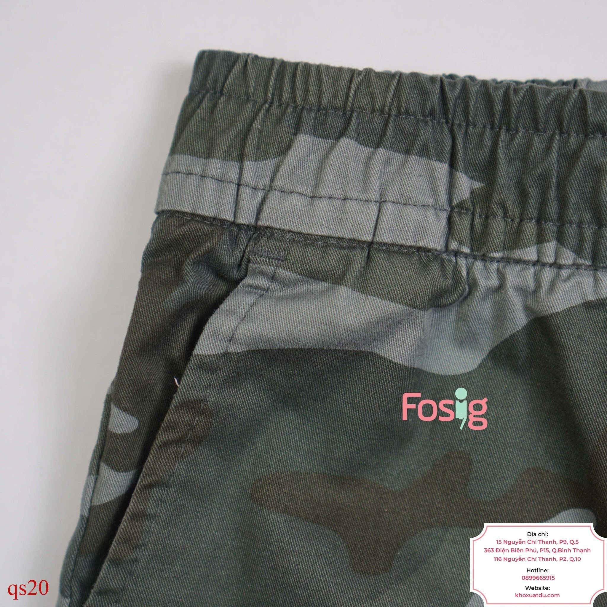  [12-15kg] Quần Short Kaki Bé Trai GP140 - Xám Camo 