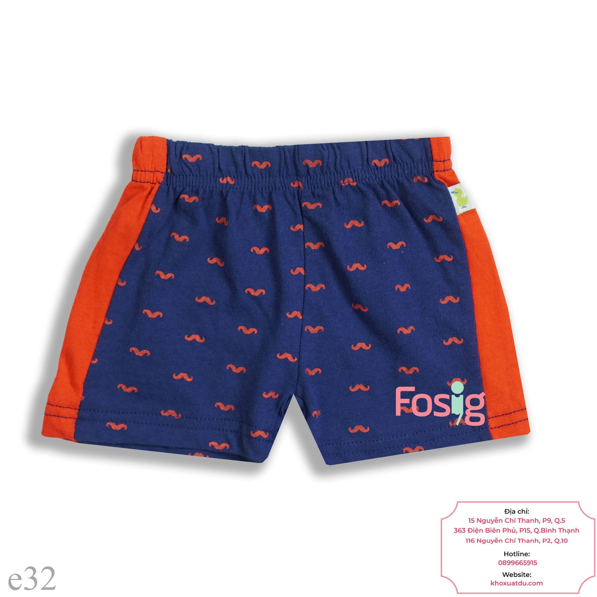  [3m-9m] Quần Short Cotton Bé Trai QSBT - Navy Râu Đỏ 