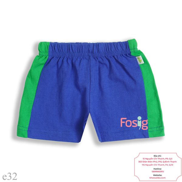  [3m-9m] Quần Short Cotton Bé Trai QSBT - Xanh Đậm Viền Xanh 