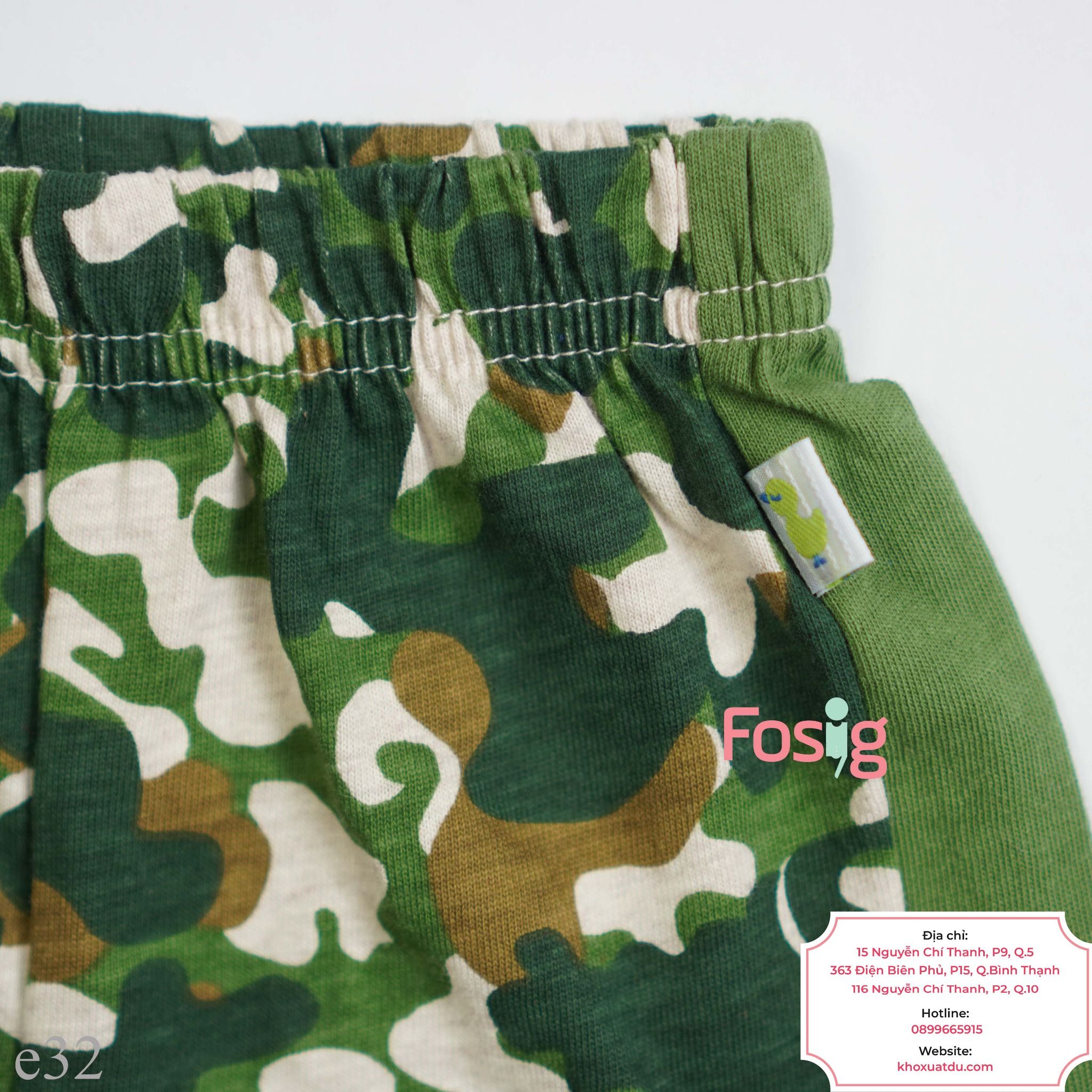  [3m-9m] Quần Short Cotton Bé Trai QSBT - Xanh Camo 