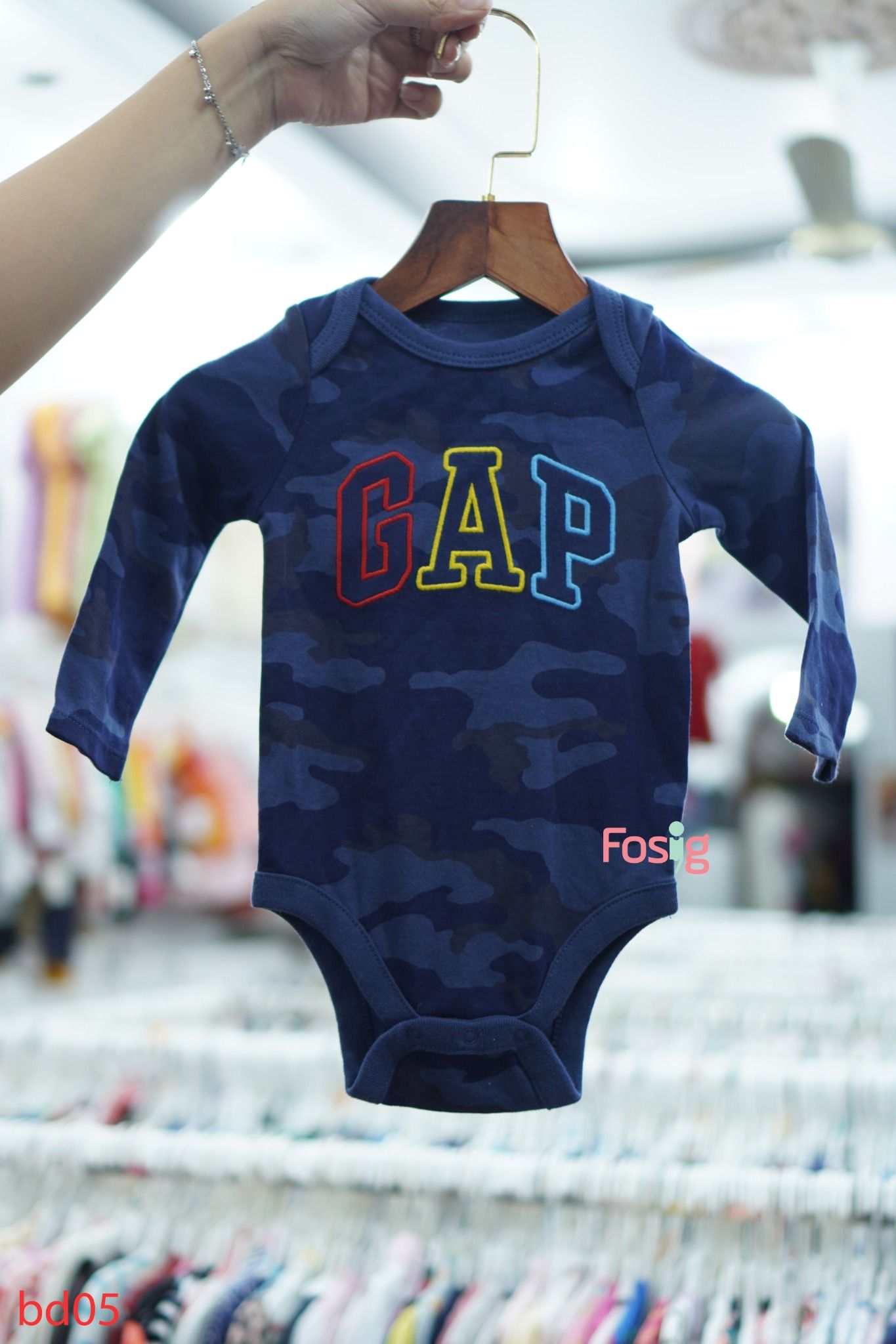  [6-12m] Bodysuit Tay Dài Bé Trai GP - Navy Camo GP 