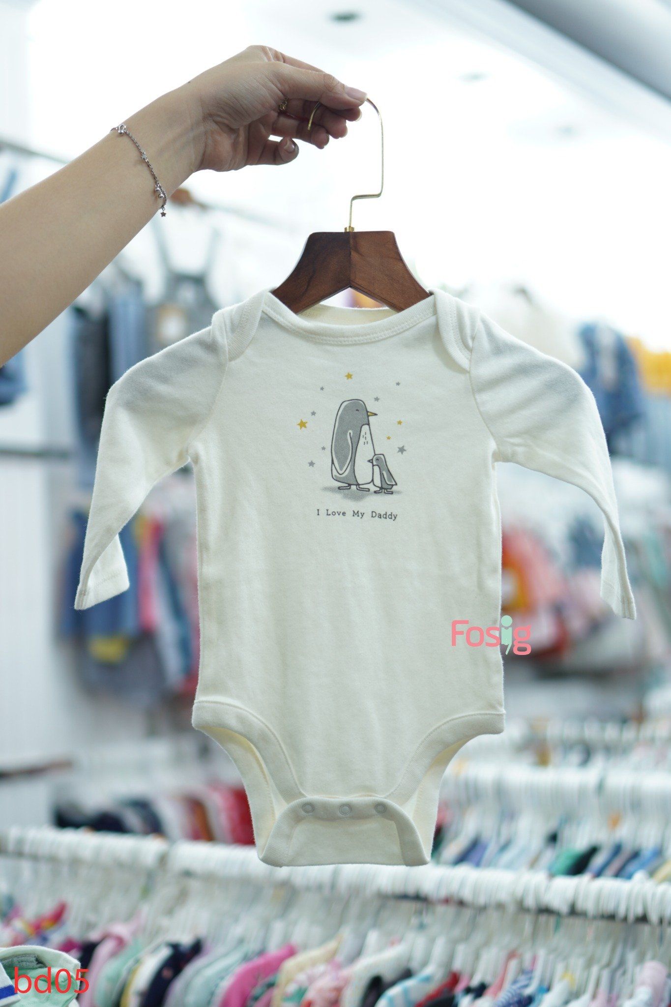  [6m-12m] Bodysuit Tay Dài Bé Trai GP - Kem Cánh Cụt 