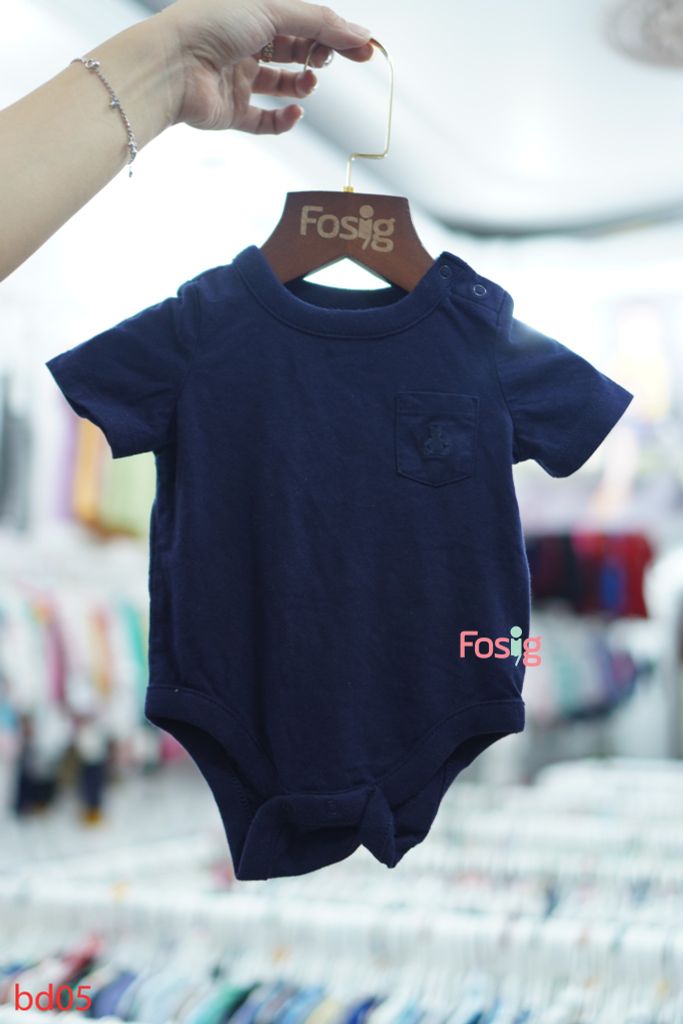  [0-6m] Bodysuit Tay Ngắn Bé Trai GP - Navy Gấu 