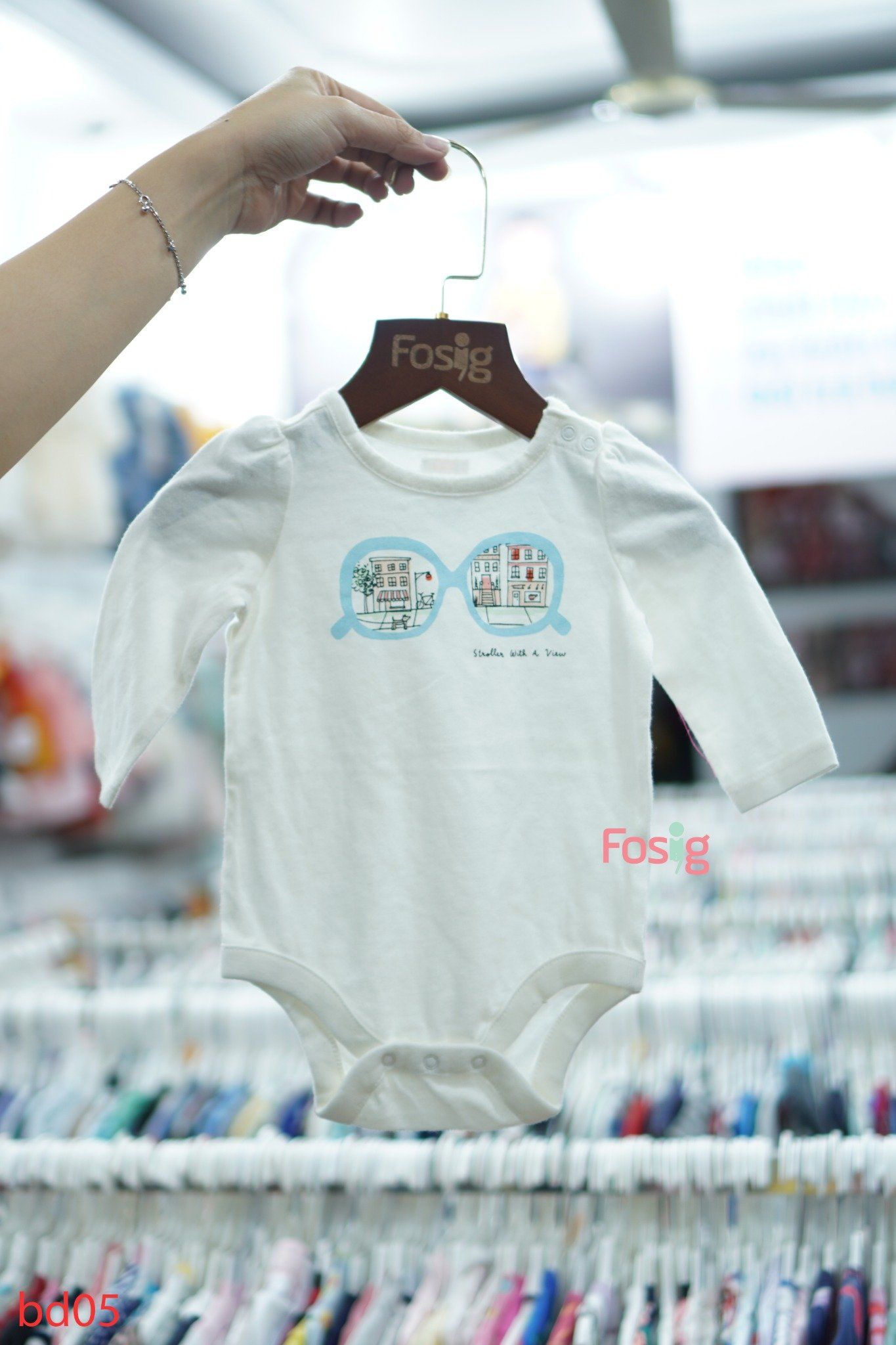  [3-6m] Bodysuit Tay Dài Bé Gái GP - Trắng Mắt Kính 