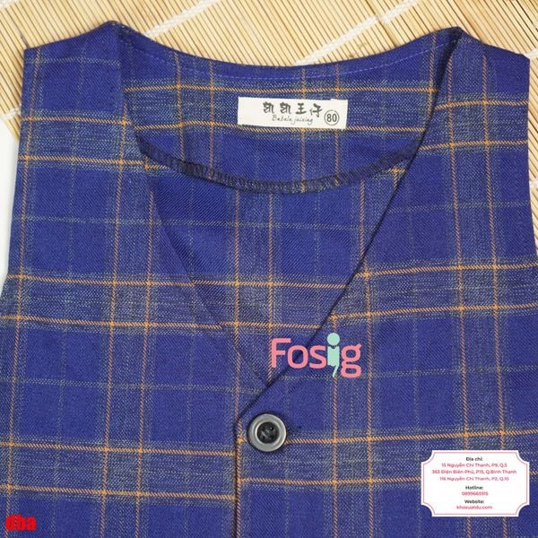  [10-17kg] Set 4 Món Vest Công Tử - Navy Sọc Nâu 